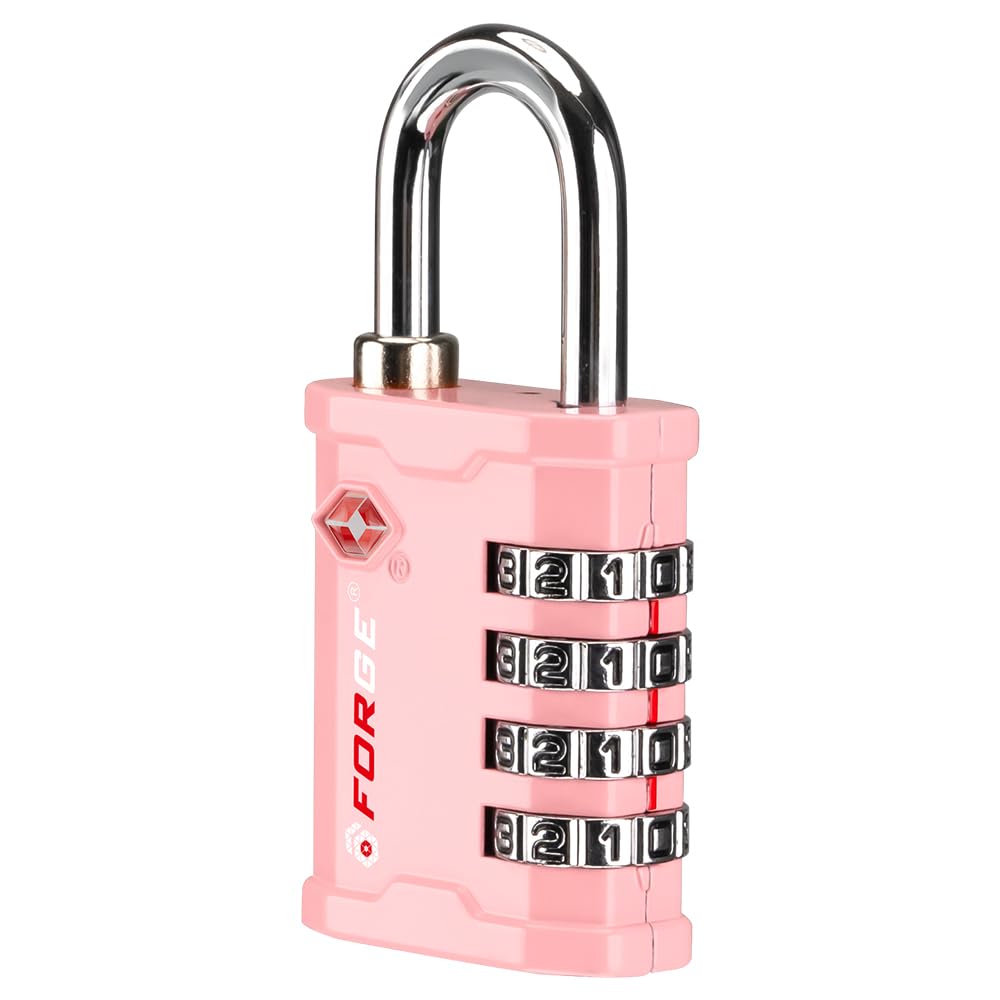 Forge 4-Digit TSA Approved Travel Locks – Heavy-Duty Combination Padlock for Travel, Gym, Pelican Case. Black 2-Pack.