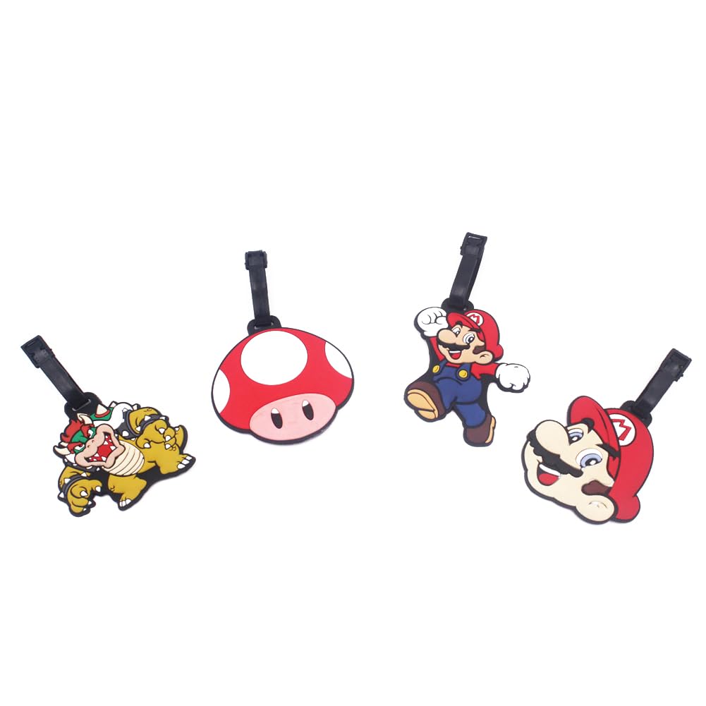 4 Pcs Set White Dog Charlie Brown Silicone Travel Luggage Baggage Identification Labels ID Tag for Bag Suitcase Plane Cruise Ships with Belt Strap
