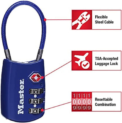 Master Lock TSA Approved Combination Luggage Lock, Assorted, 2-Pack 4688T
