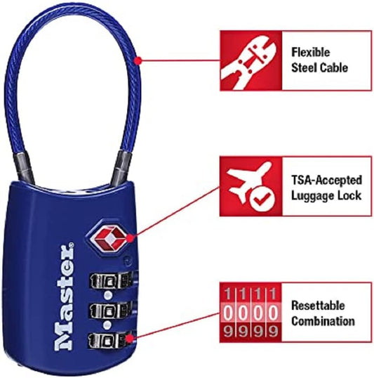 Master Lock TSA Approved Combination Luggage Lock, Assorted, 2-Pack 4688T