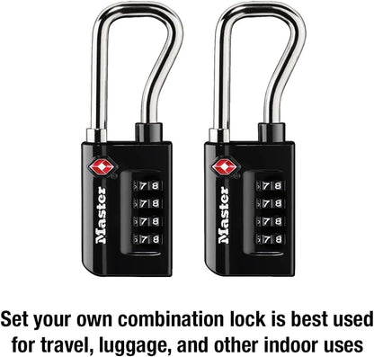 Master Lock TSA Approved Combination Luggage Lock Black 2-Pack 4696THC