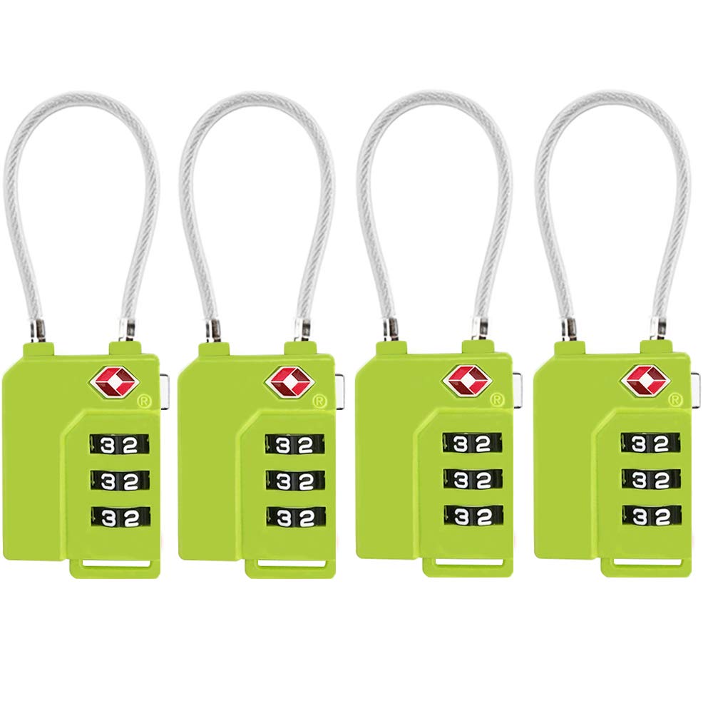 TSA Lock Security 3 Digit Combination Suitcase Luggage Bag Code Lock Padlock (Blue-4-Pack)