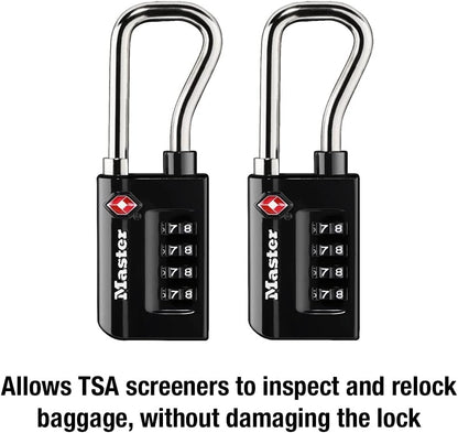 Master Lock TSA Approved Combination Luggage Lock Black 2-Pack 4696THC