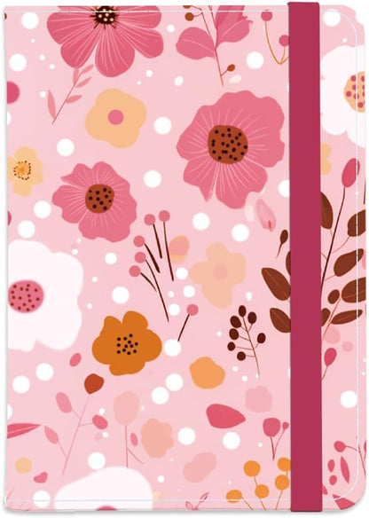Passport Holder Featuring Delicate Pink and White Blooms PU Leather Travel Document Wallet Feminine Passport Cover for Women 5.9 x 4.3 Inches