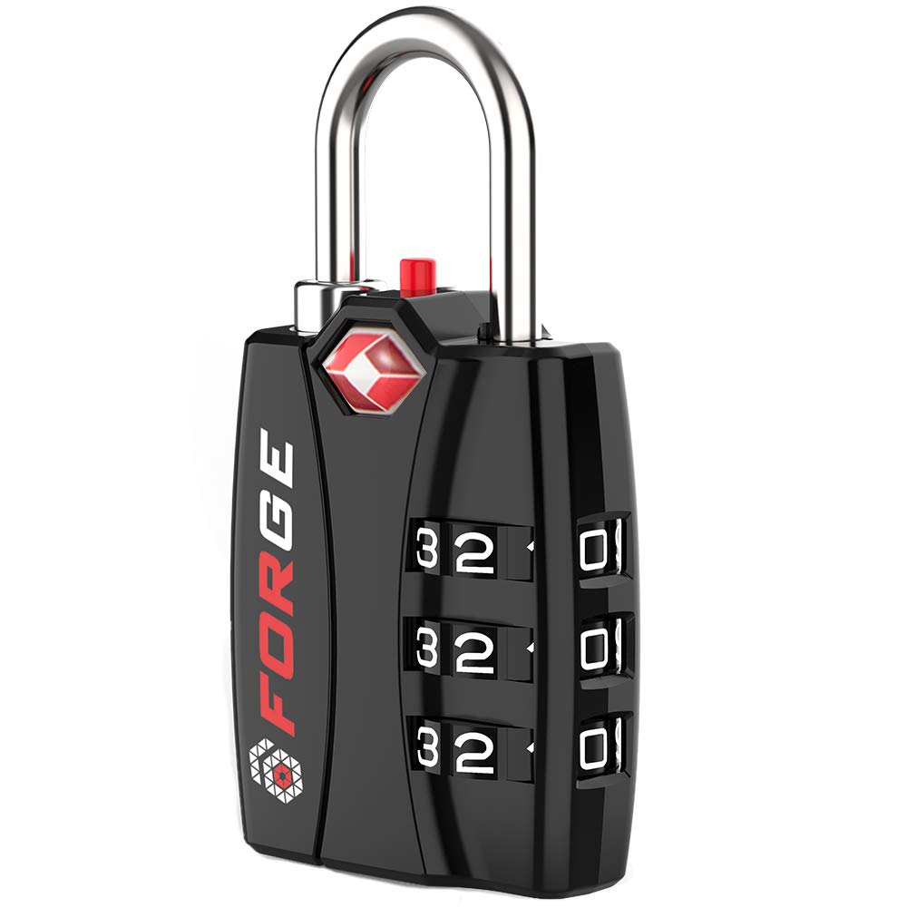 Forge TSA Approved Luggage Locks, Open Alert TSA Locks, Black, 4 Pack