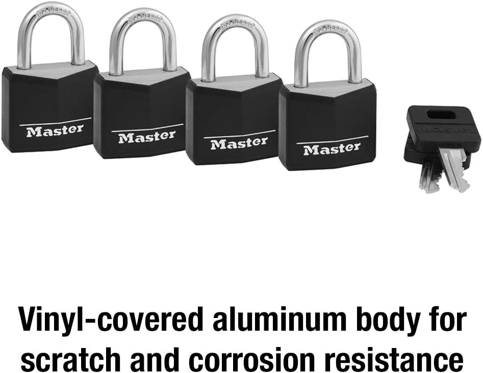 Master Lock Outdoor Padlock Weather-Resistant Keyed Alike Lock 4-Pack 131Q