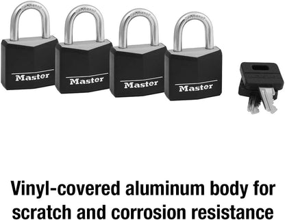 Master Lock Outdoor Padlock Weather-Resistant Keyed Alike Lock 4-Pack 131Q