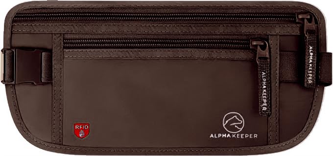 Alpha Keeper Money Belt for Travel Men Women Hidden RFID Passport Holder