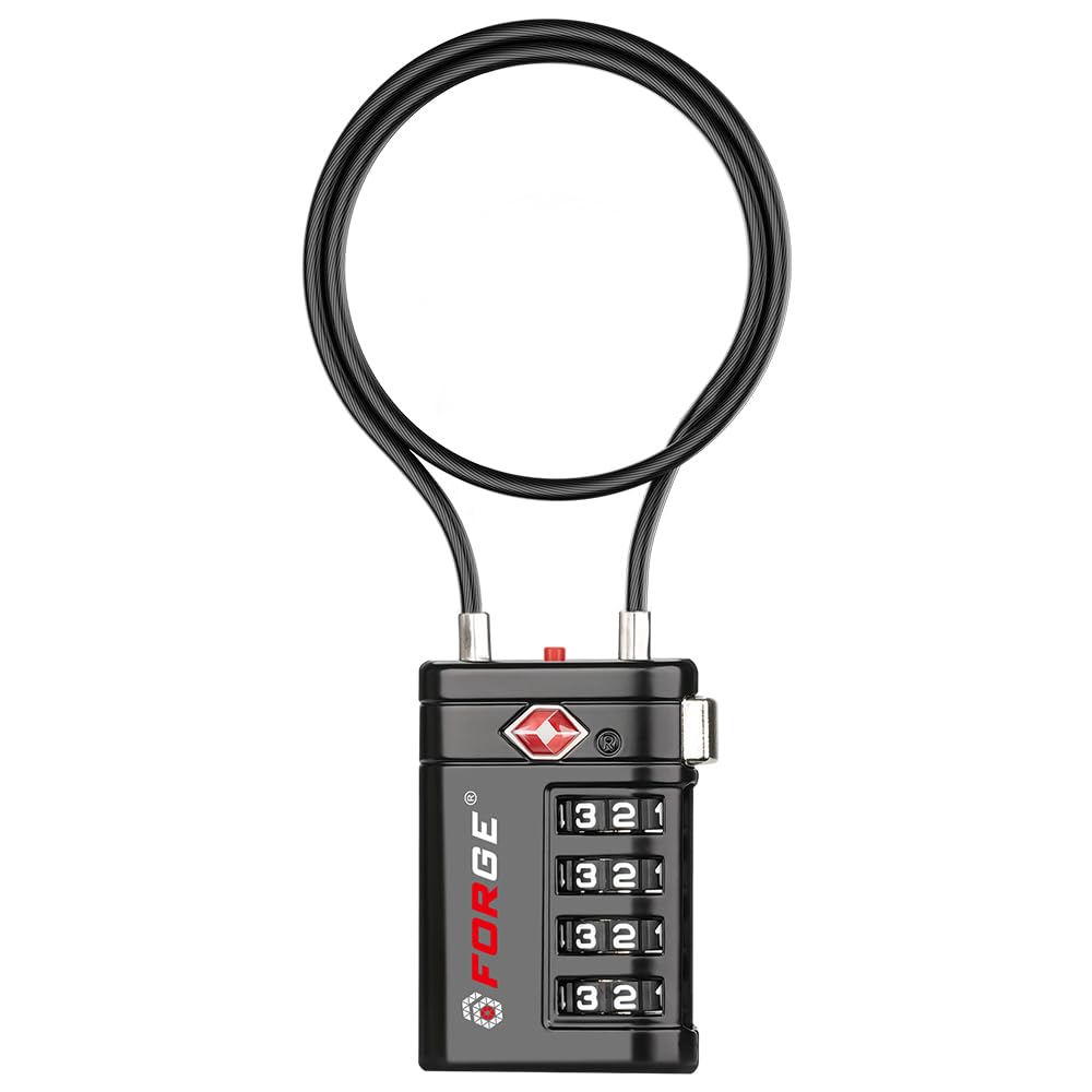 Forge Open Alert TSA Approved Luggage Locks, Black, 2 Pack Locks.