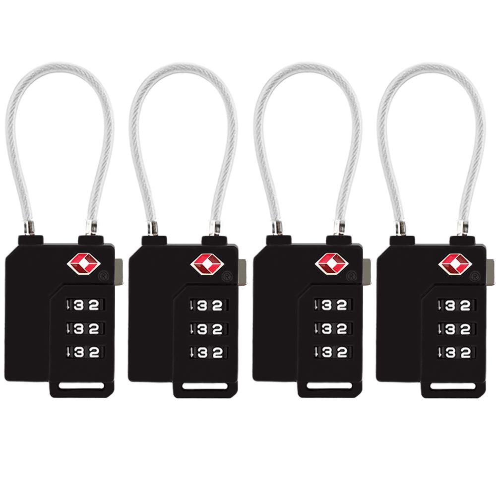 TSA Lock Security 3 Digit Combination Suitcase Luggage Bag Code Lock Padlock (Blue-4-Pack)