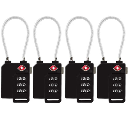 TSA Lock Security 3 Digit Combination Suitcase Luggage Bag Code Lock Padlock (Blue-4-Pack)