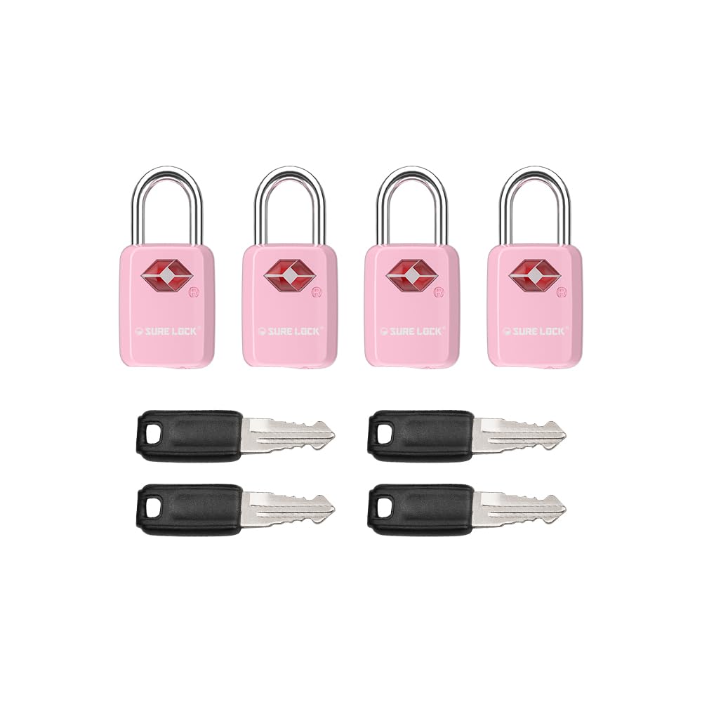 SURE LOCK Mini TSA Approved Keyed Luggage Lock – One Key Opens All, Fits Tight Zipper Gaps & Small Pull Holes, Compact Travel Lock for Suitcases, Backpacks & Handbags