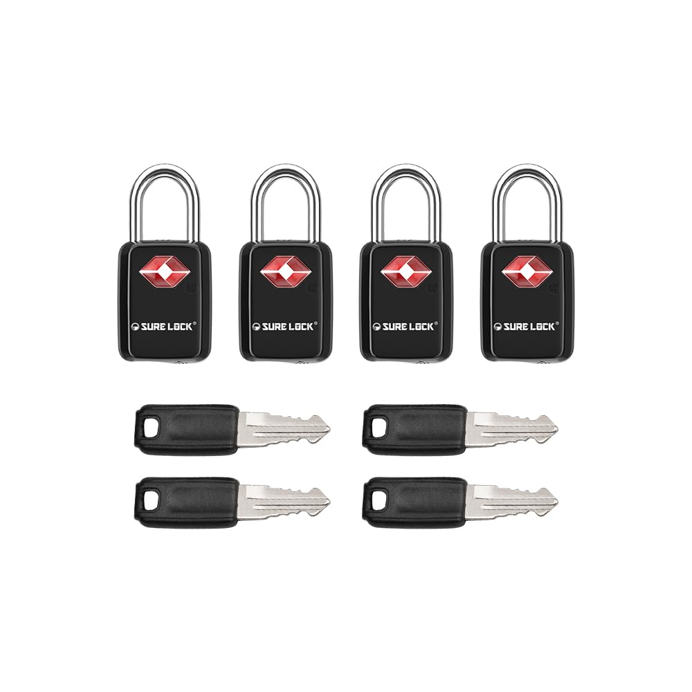 SURE LOCK Mini TSA Approved Keyed Luggage Lock – One Key Opens All, Fits Tight Zipper Gaps & Small Pull Holes, Compact Travel Lock for Suitcases, Backpacks & Handbags