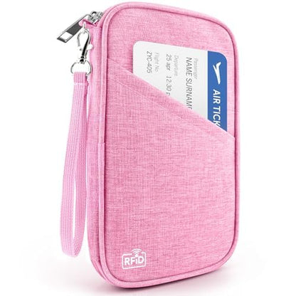 Passport Holder Family RFID Travel Document Organizer for Women Waterproof Passport Wallet Men Portable Case for Cards, Boarding Pass, ID, Money, Tickets with Zipper