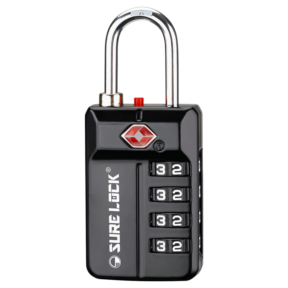 SURE LOCK TSA Approved 4-Digit Resettable Combination Luggage Locks with Open Alert, Easy-Read Dials - for Luggage, School Lockers, Gym, Office, Toolbox & Security Cases(Green 2 Pack)