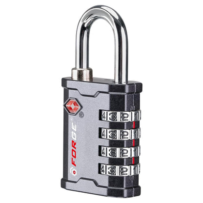 Forge 4-Digit TSA Approved Travel Locks – Heavy-Duty Combination Padlock for Travel, Gym, Pelican Case. Black 2-Pack.