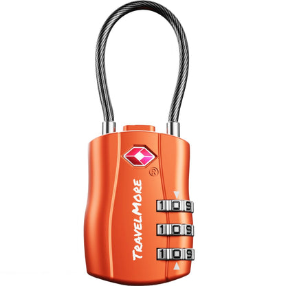 TravelMore TSA Approved Luggage Locks, Travel Combination Cable Locks