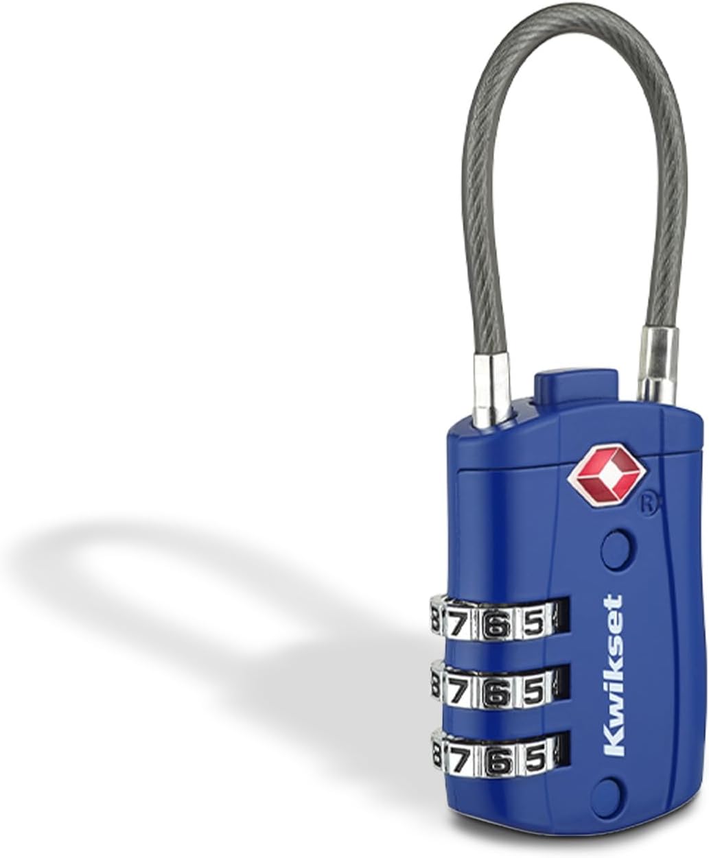 Kwikset TSA Approved Combination Luggage Lock with Cable, 1-Pack, Blue