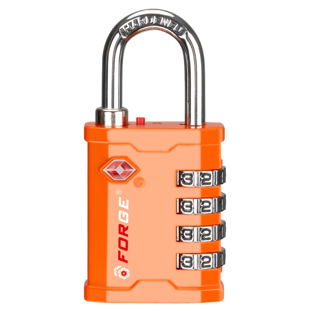 Forge 4-Digit TSA Approved Travel Locks – Heavy-Duty Combination Padlock for Travel, Gym, Pelican Case. Black 2-Pack.