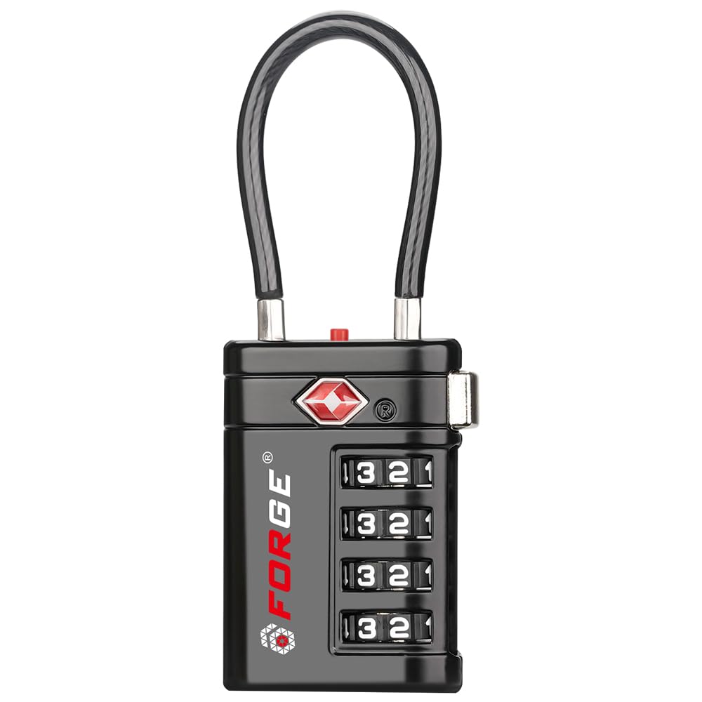 Forge Open Alert TSA Approved Luggage Locks, Black, 2 Pack Locks.