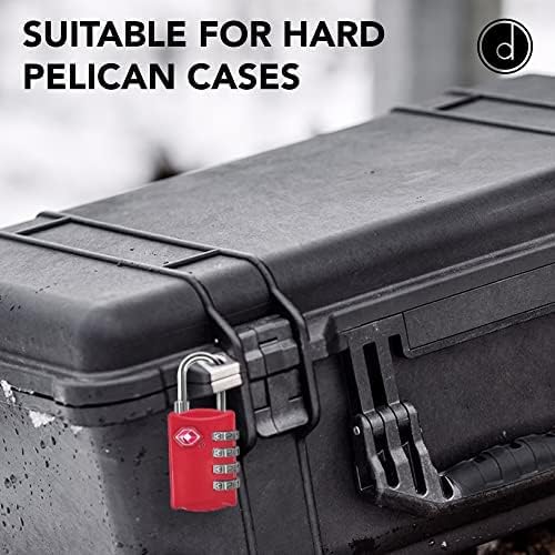 TSA Luggage Locks 2 Pack – 4-Digit Steel – Red