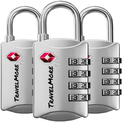 TravelMore Luggage Locks TSA Approved, 4-Digit Travel Combination Locks