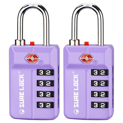 SURE LOCK TSA Approved 4-Digit Resettable Combination Luggage Locks with Open Alert, Easy-Read Dials - for Luggage, School Lockers, Gym, Office, Toolbox & Security Cases(Green 2 Pack)
