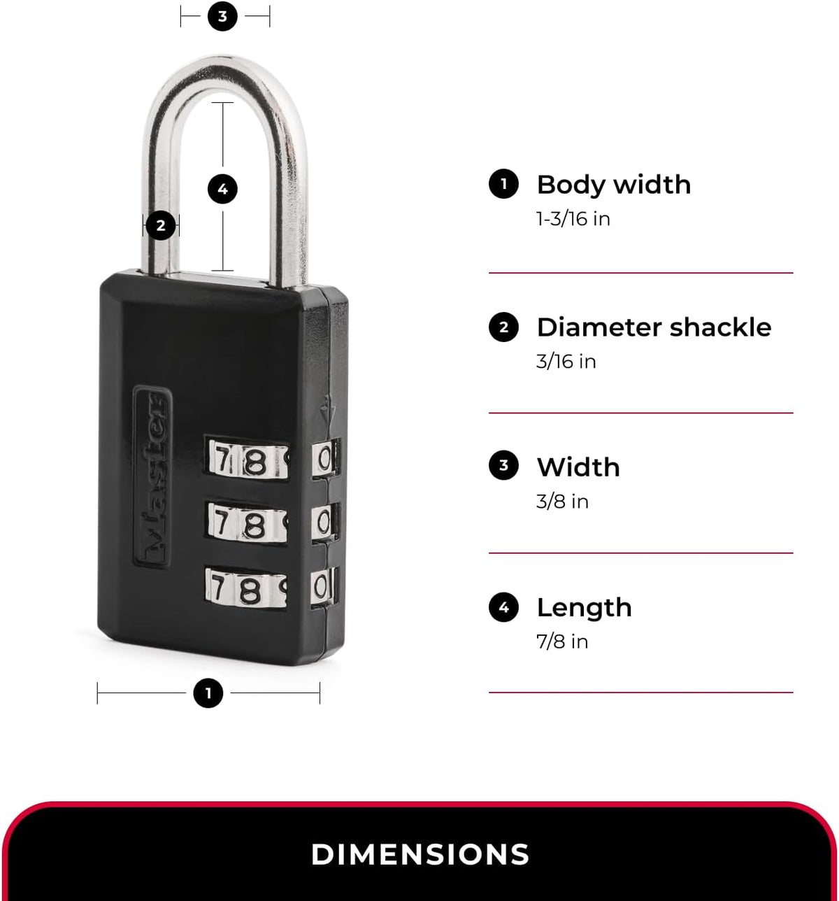 Master Lock Combination Padlock, Resettable 3-Digit Code 2-Pack 647BLKEC2