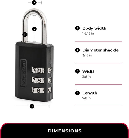 Master Lock Combination Padlock, Resettable 3-Digit Code 2-Pack 647BLKEC2