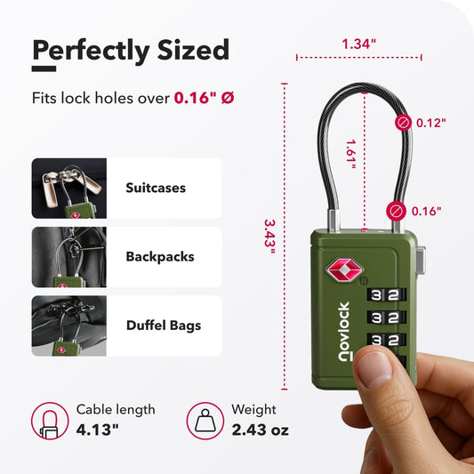 TSA Approved Luggage Locks, Travel Locks with Inspection Indicator