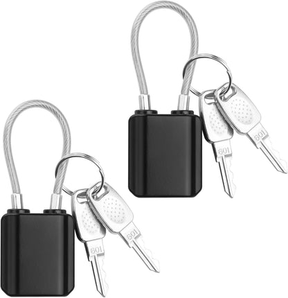 YAODHAOD Luggage Locks with Keys, Mini Size Cable Locks with Keys for Travel Suitcase Locks Padlock Apply to Locker Lock, Suitcase, Carry On, Backpack, Laptop Bag (2PCS) (Black)