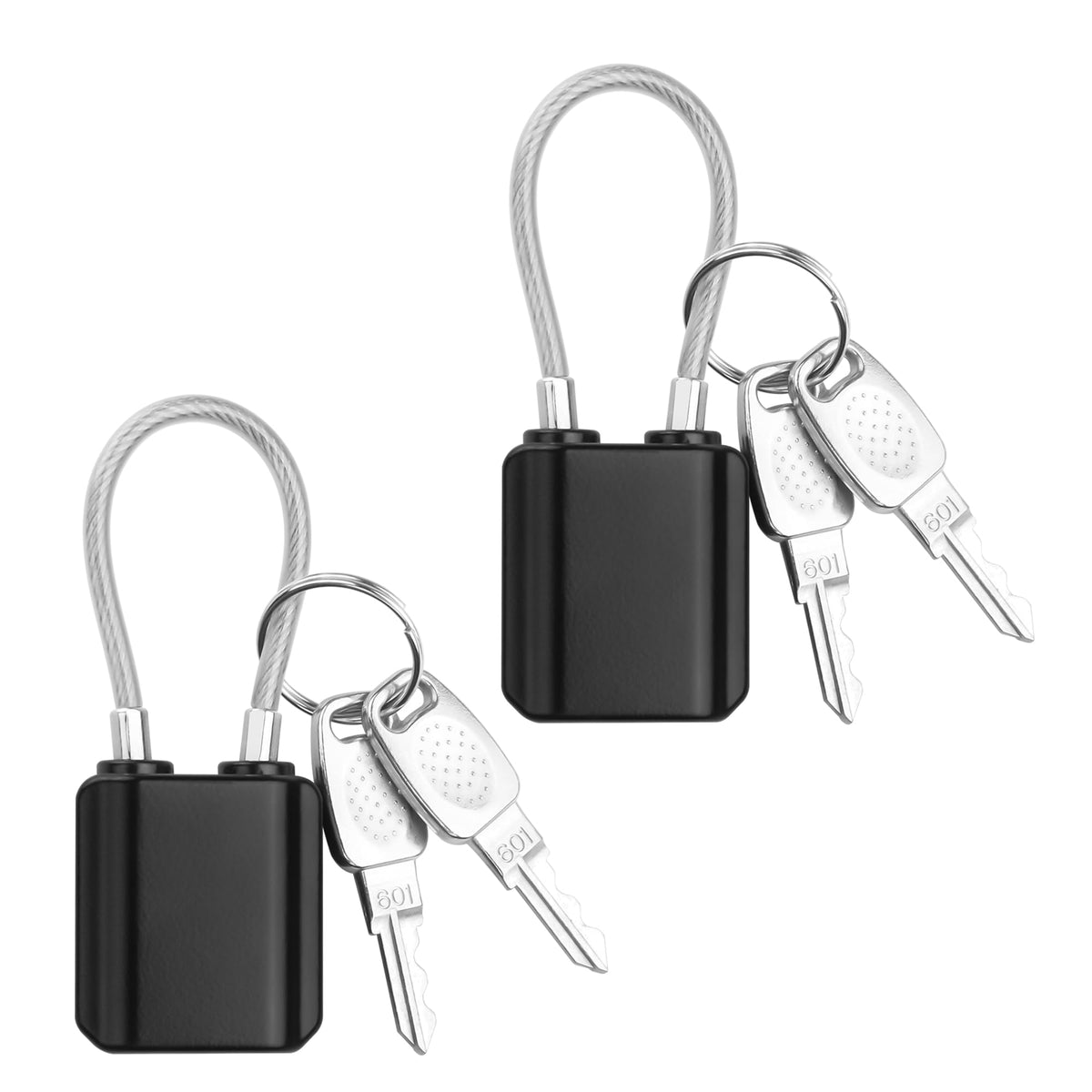 YAODHAOD Luggage Locks with Keys, Mini Size Cable Locks with Keys for Travel Suitcase Locks Padlock Apply to Locker Lock, Suitcase, Carry On, Backpack, Laptop Bag (2PCS) (Black)