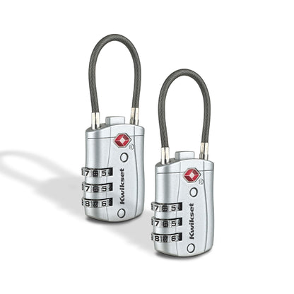 Kwikset TSA Approved Combination Luggage Lock with Cable, 1-Pack, Red
