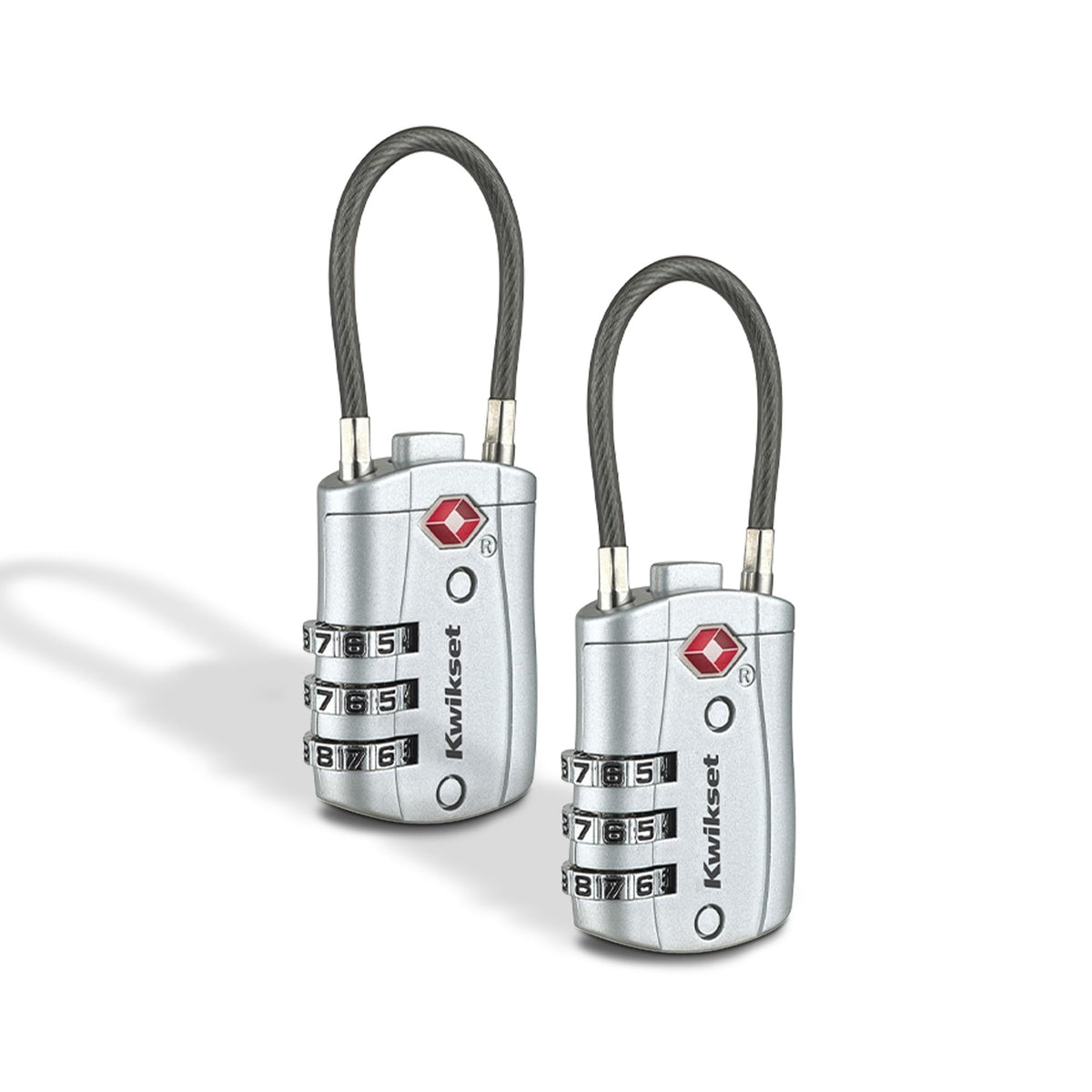 Kwikset TSA Approved Combination Luggage Lock with Cable, 1-Pack, Blue