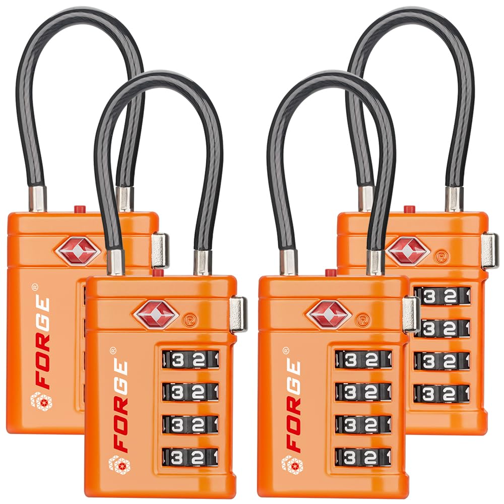 Forge Open Alert TSA Approved Luggage Locks, Black, 2 Pack Locks.