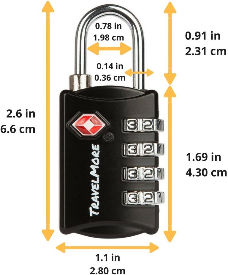 TravelMore Luggage Locks TSA Approved, 4-Digit Travel Combination Locks