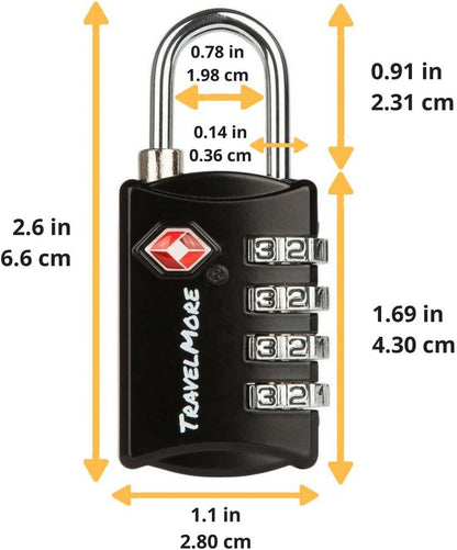 TravelMore Luggage Locks TSA Approved, 4-Digit Travel Combination Locks
