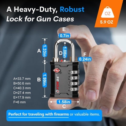 Forge 4-Digit TSA Approved Travel Locks – Heavy-Duty Combination Padlock for Travel, Gym, Pelican Case. Black 2-Pack.