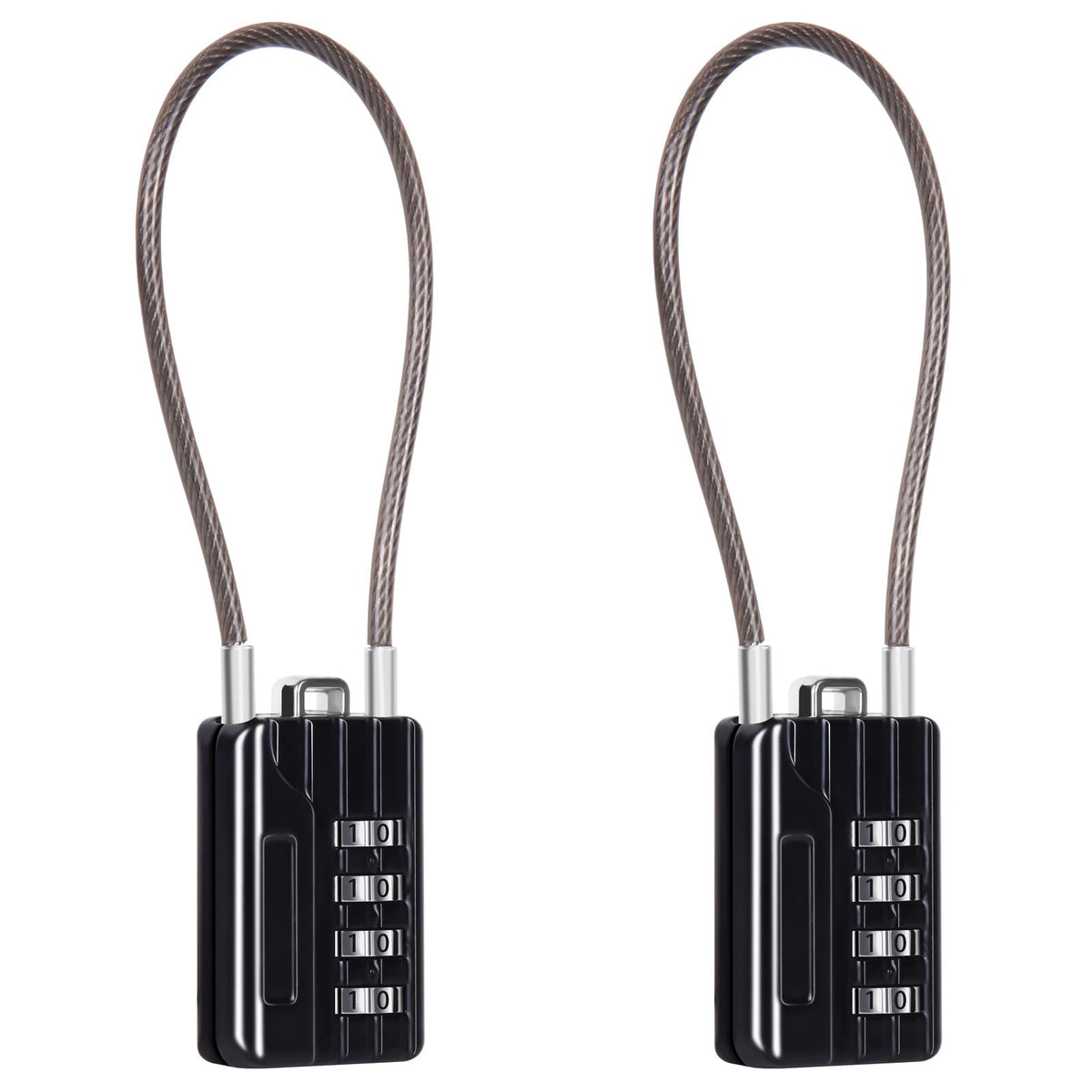 SEPOX® 4PK Metal Combo Padlock, Resettable 4-Digit, Extra Long Cable 7 Inch