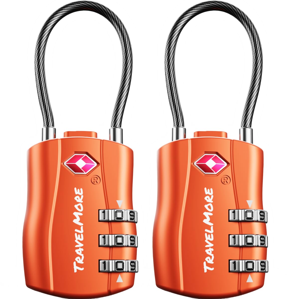 TravelMore TSA Approved Luggage Locks, Travel Combination Cable Locks