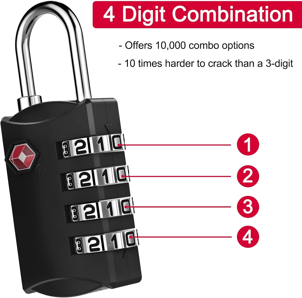 ZHEGE TSA Luggage Lock for Train Travel, 26"L × 0.1"D Cable (2 Pack, Black)