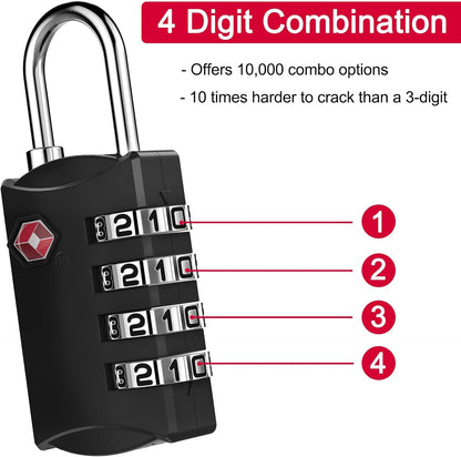 ZHEGE TSA Luggage Lock for Train Travel, 26"L × 0.1"D Cable (2 Pack, Black)