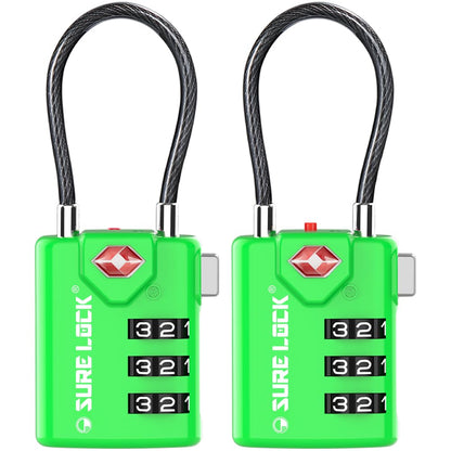 SURE LOCK Open Alert TSA Approved Luggage Locks, 3 Digit Combination Locks for Luggage, Suitcase, Backpack, and More.