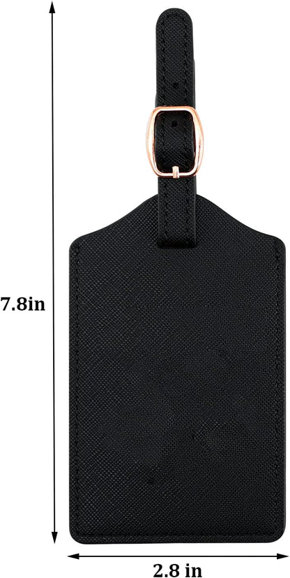 Luggage Tag PU Leather for Suitcase Baggage Handbag Travel Bag Label Suitcase Tag Suitcase Label Tag w. Name Card & Privacy Cover (E)
