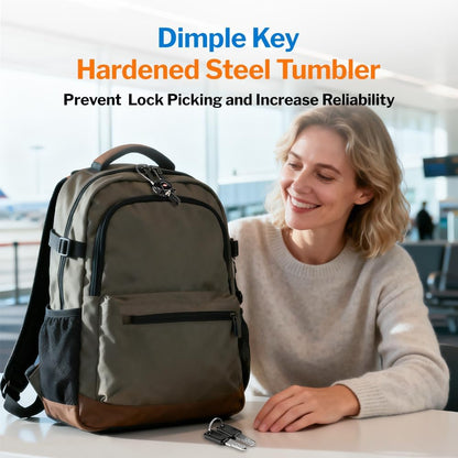 FORGE TSA Approved Key Luggage Locks, Keyed Alike, TSA006 Dimple Key Cable Locks. Black 2 Pack.