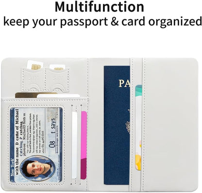 Passport Holder Featuring Delicate Pink and White Blooms PU Leather Travel Document Wallet Feminine Passport Cover for Women 5.9 x 4.3 Inches
