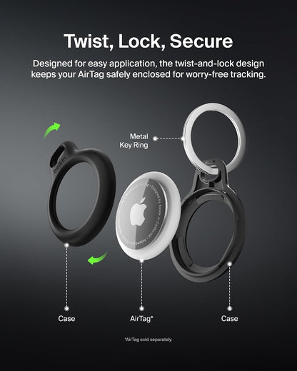 Belkin Apple AirTag Holder Keychain with Key Ring, Scratch-Resistant