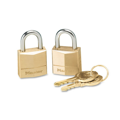 Master Lock Padlock, Solid Brass Lock, 3/4 in. Wide, 120Q (Pack of 4-Keyed Alike)