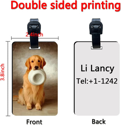 12 pcs Sublimation Luggage tag Blanks White Blank Travel Bag Baggage Tags with Strap Double Sided MDF Suitcase Label Tag with Slots