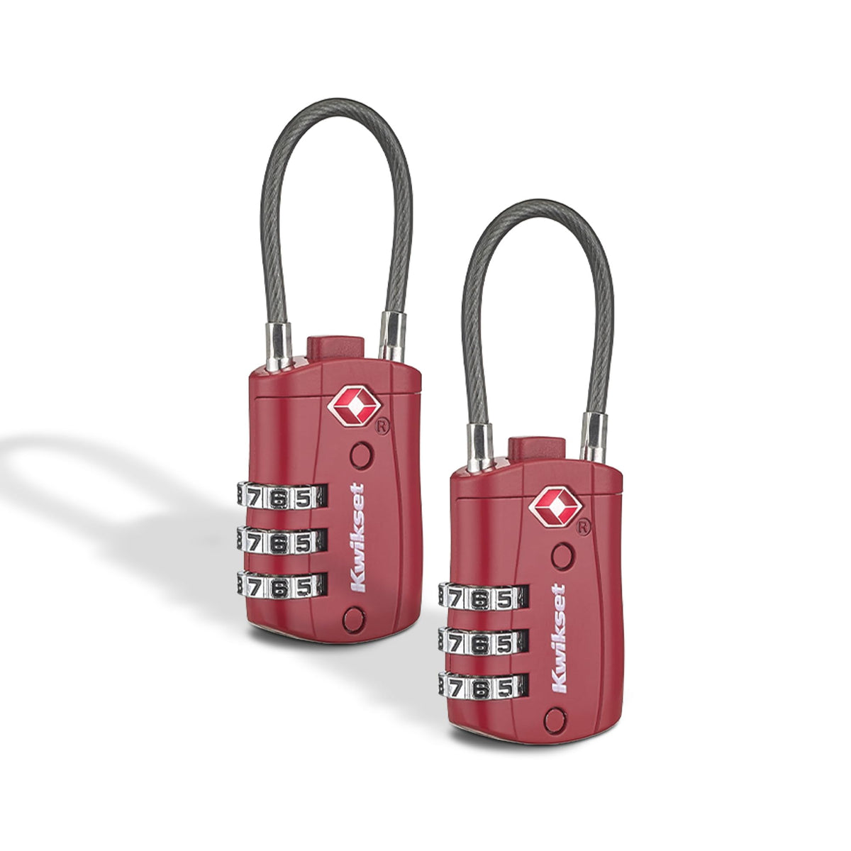 Kwikset TSA Approved Combination Luggage Lock with Cable, 1-Pack, Blue